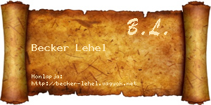 Becker Lehel névjegykártya